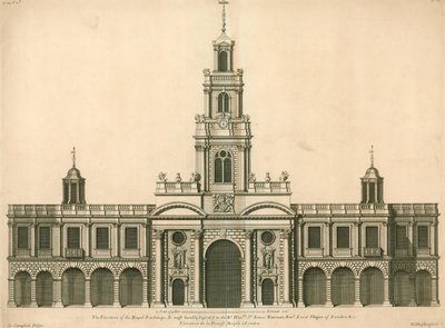 Elewacja frontowa Royal Exchange, Londyn autorstwa English School