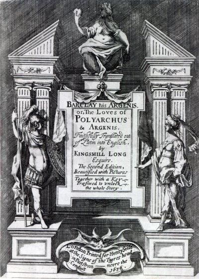 Frontispiece for Argenis autorstwa Johna Barclay, drugie wydanie angielskie, 1636 autorstwa English School