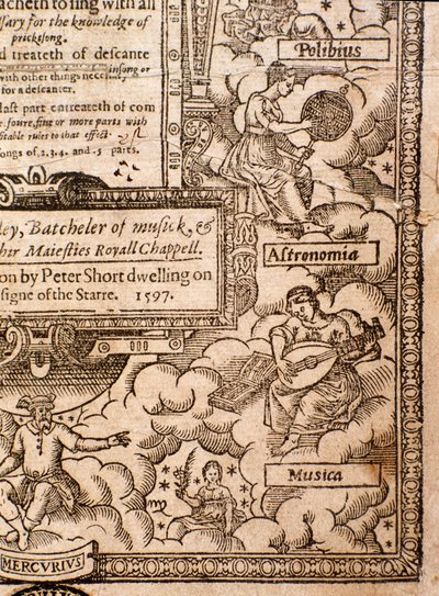 Frontyspis z A Plaine and Easy Introduction to Practicall Musicke autorstwa Thomasa Morleya, Detail, 1597 autorstwa English School