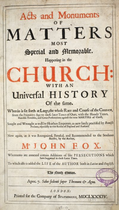 Frontispiece , z Acts and Monuments Johna Foxe
