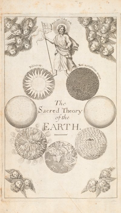Frontyspis z Teorii Ziemi Thomasa Burneta, Londyn, 1684 autorstwa English School