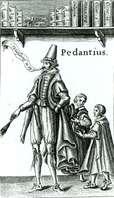 Frontyspis „Pedantius”, komedia Edwarda Forsetta wyprodukowana w Cambridge w 1581 r. (drzeworyt) autorstwa English School