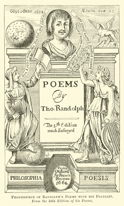 Frontyspis wierszy Randolpha z jego portretem autorstwa English School
