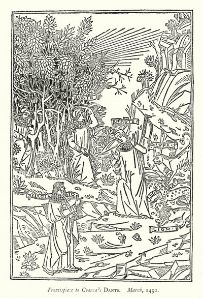 Frontyspis do Dantego Coaeca, marzec 1491 (grawerowanie) autorstwa English School