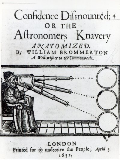 Frontyspis do zaufania zdemontowany; lub Astronomers Knavery Anatomized przez Williama Brommertona, opublikowane w 1652 r. autorstwa English School