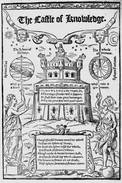 Frontyspis do Zamku Wiedzy Roberta Recorde, 1556 autorstwa English School