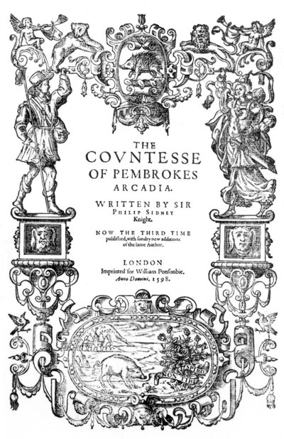 Frontyspis do Hrabiny Pembrokes Arcadia autorstwa Sir Philipa Sidneya, 1598 autorstwa English School