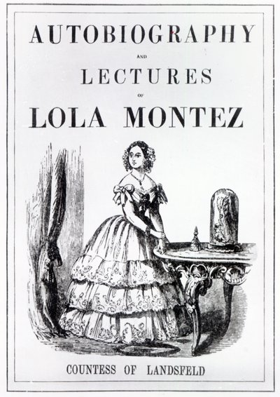 Frontyspis do autobiografii i wykładów Loli Montez, hrabiny Landsfeld autorstwa English School