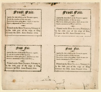 Jarmark mrozowy 1814 - pamiątki drukowane na lodzie autorstwa English School