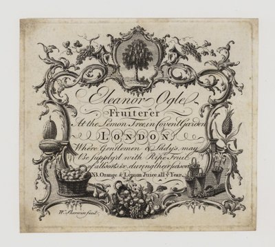 Fruiterer, Eleanor Ogle, karta handlowa autorstwa English School
