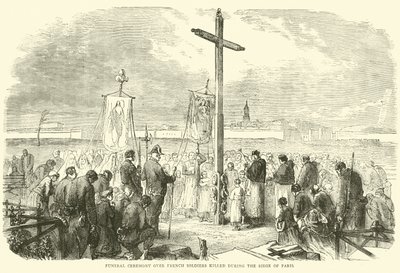 Ceremonia pogrzebowa nad francuskimi żołnierzami poległymi podczas oblężenia Paryża, październik 1870 autorstwa English School