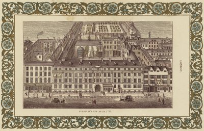 Furnivals Inn jak w 1750 r. (kolor graweru) autorstwa English School