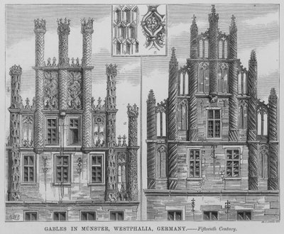Gables w Munster, Westfalia, Niemcy (grawerowanie) autorstwa English School