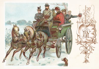 Galopujące konie i dyliżans, Kartka Noworoczna autorstwa English School
