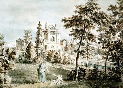 Pawilon ogrodowy w parku, ok.1725 (akwarela na papierze) autorstwa English School