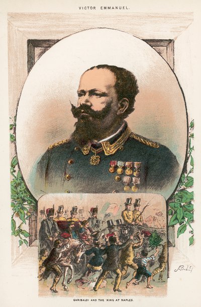 Garibaldi i król w Neapolu autorstwa English School