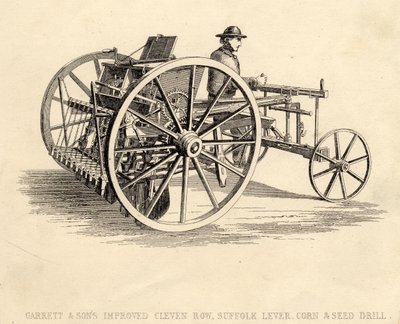 Garrett and Sons Ulepszony Cleven Row Suffolk Siewnik do kukurydzy i nasion autorstwa English School