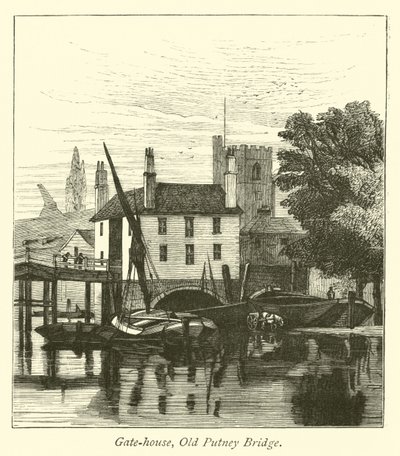 Brama-dom, stary most Putney autorstwa English School