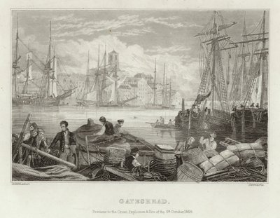 Gateshead przed wielką eksplozją i pożarem z 6 października 1854 r. autorstwa English School