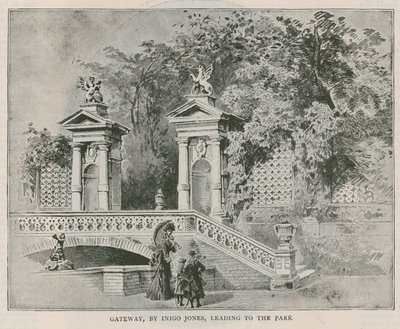 Brama, autorstwa Inigo Jones, prowadząca do parku, Holland House autorstwa English School