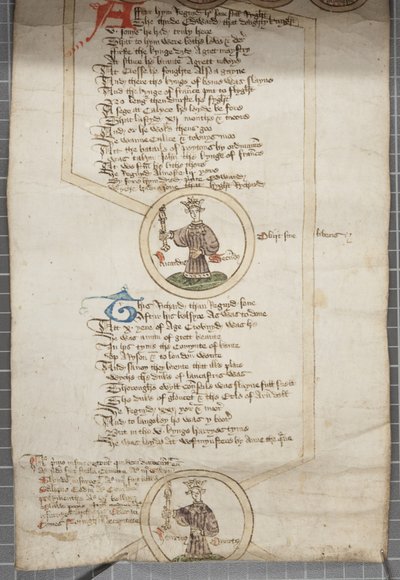 Zwój genealogiczny królów Anglii, ok. 1440-79 (pióro i atrament na pergaminie) autorstwa English School