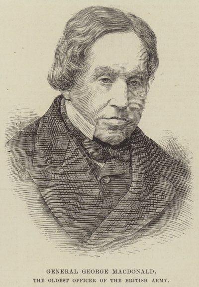 Generał George MacDonald, najstarszy oficer armii brytyjskiej (rycina) autorstwa English School