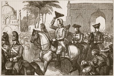 Generał Goddard wchodzący do Surat, ilustracja z Cassells Illustrated History of India autorstwa Jamesa Granta, wyd. 1879 autorstwa English School