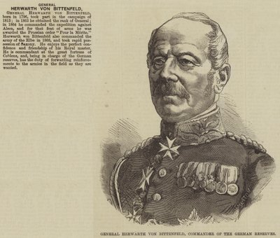 Generał Herwarth von Bittenfeld, dowódca rezerwy niemieckiej (rycina) autorstwa English School