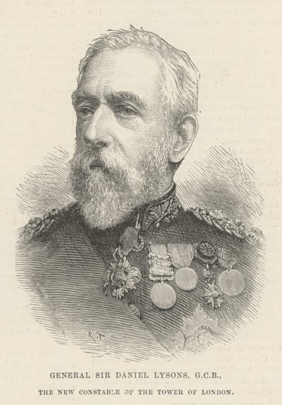 Generał Sir Daniel Lysons, GCB, nowy konstabl Tower of London (rycina) autorstwa English School