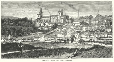 Widok ogólny Dunfermline (grawerunek) autorstwa English School