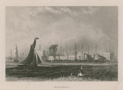 Ogólny widok łodzi na Tamizie w Blackwall autorstwa English School