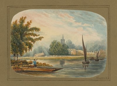 Ogólny widok na Tamizę w Chiswick (wc na papierze) autorstwa English School
