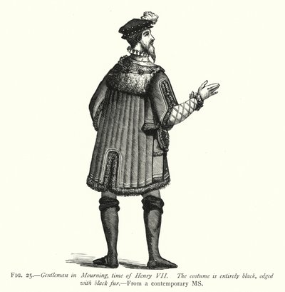Dżentelmen w żałobie, czasy Henryka VII (rycina) autorstwa English School