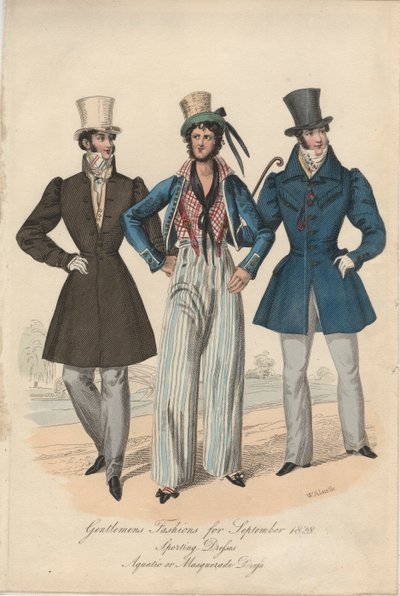 Moda dżentelmeńska na wrzesień 1828, 1828 autorstwa English School
