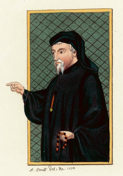 Geoffrey Chaucer (kolorowy grawerunek) autorstwa English School