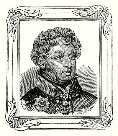 Jerzy August Fryderyk IV, syn Jerzego III, urodził się 12 sierpnia 1762 r.; proklamowany 31 stycznia 1820 r.; koronowany 19 lipca 1821 r. (rycina) autorstwa English School