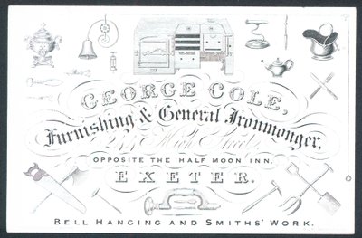 George Cole, umeblowanie i ogólny handlarz żelazem, karta handlowa autorstwa English School