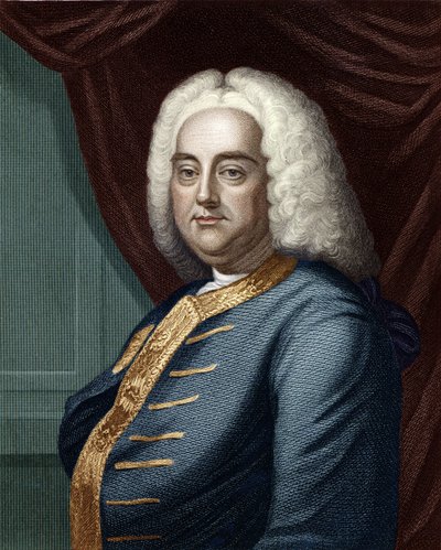 George Frideric Handel, grawerowane przez Thomsona (późniejsze zabarwienie) autorstwa English School