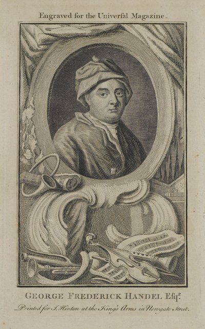 George Frideric Handel, grawerowany dla Universal Magazine, c.1760 autorstwa English School