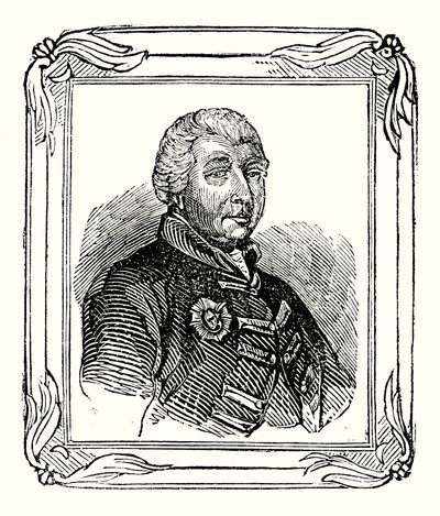 Jerzy III, wnuk Jerzego II urodził się 1738; koronowany w 1760 r.; i zmarł w 1820 r. (grafika) autorstwa English School