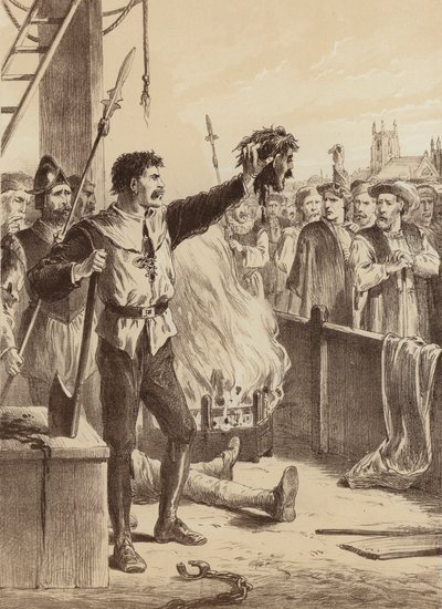 George Swallowell, "Oto głowa zdrajcy" (litografia) autorstwa English School