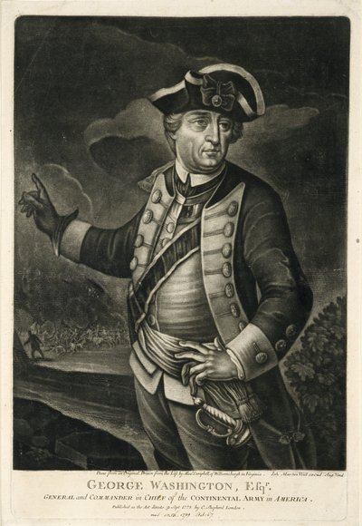 George Washington, Esqr., Generał i dowódca, naczelny armii kontynentalnej w Ameryce autorstwa English School
