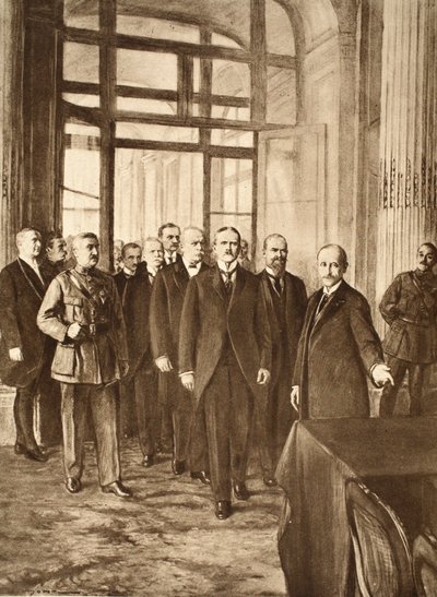 Politycy niemieccy w Pałacu Wersalskim, 1919 autorstwa English School