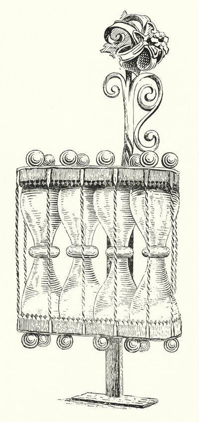 Niemiecka klepsydra z XVI wieku (grawerowanie) autorstwa English School