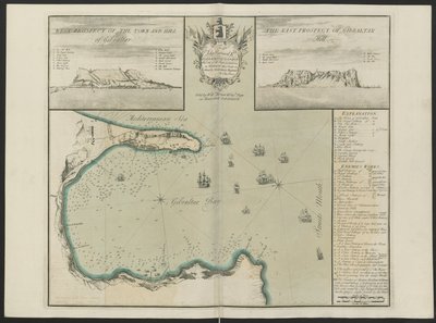 Gibraltar Bay (West and East Prospect of G. Hill.) C. Price, c.1730 (kolor lito) autorstwa English School