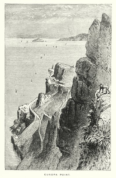 Gibraltar: Europa Point (rycina) autorstwa English School