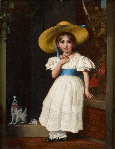 Dziewczyna w słomkowym kapeluszu, ok. 1840 autorstwa English School