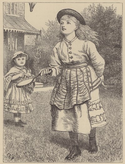 Dziewczyna bawi się wolantem autorstwa English School