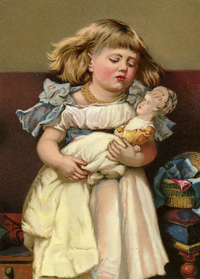 Dziewczyna z chorą lalką autorstwa English School