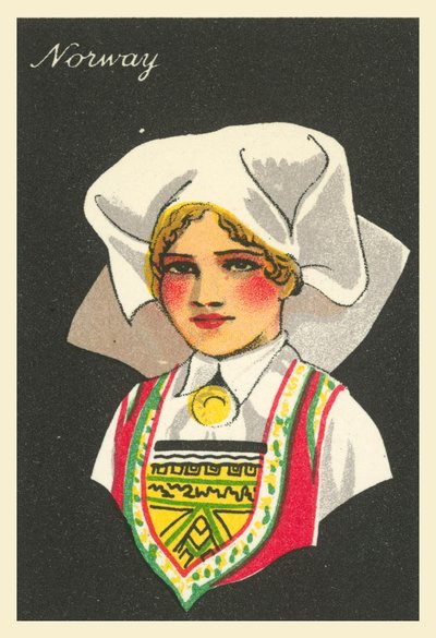 Dziewczyny z wielu krain: Norwegia (kolorowa litografia) autorstwa English School